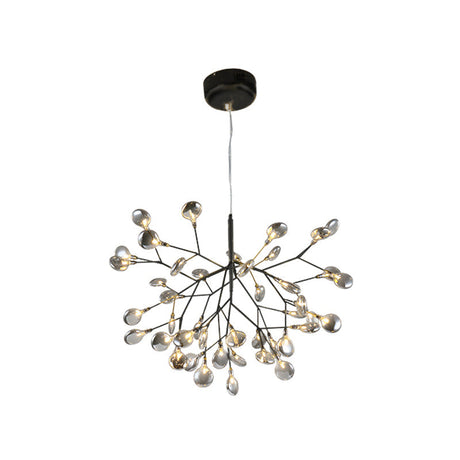 Modern Led Twig Pendant Lamp - Minimalistic Metallic Chandelier For Living Room