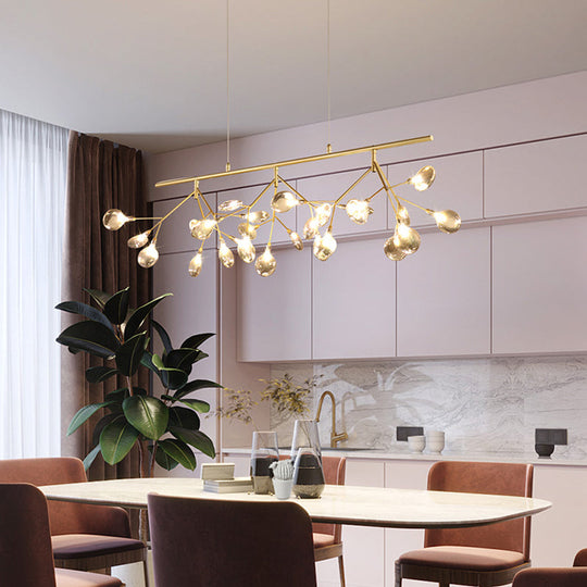 Smoke Grey Glass Firefly Hanging Lamp - 27-Light Island Lighting Fixture For Dining Room