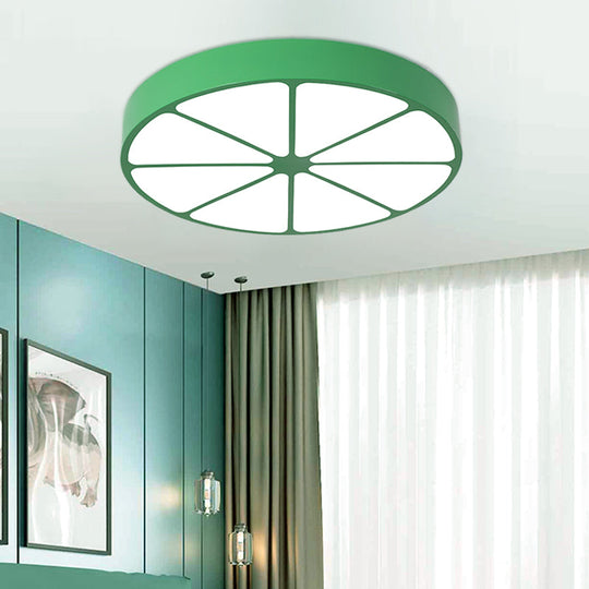 Modern Lemon Flat Ceiling Light For Kindergarten Classrooms Green / 18