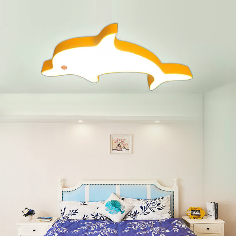 Dolphin Led Flush Mount Light - Perfect For Child’s Bedroom Ceiling Yellow / Warm