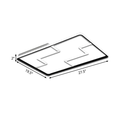 Acrylic Block Led Flush Ceiling Light Fixture - Simplicity Design 19/23/27.5 Wide White/Black