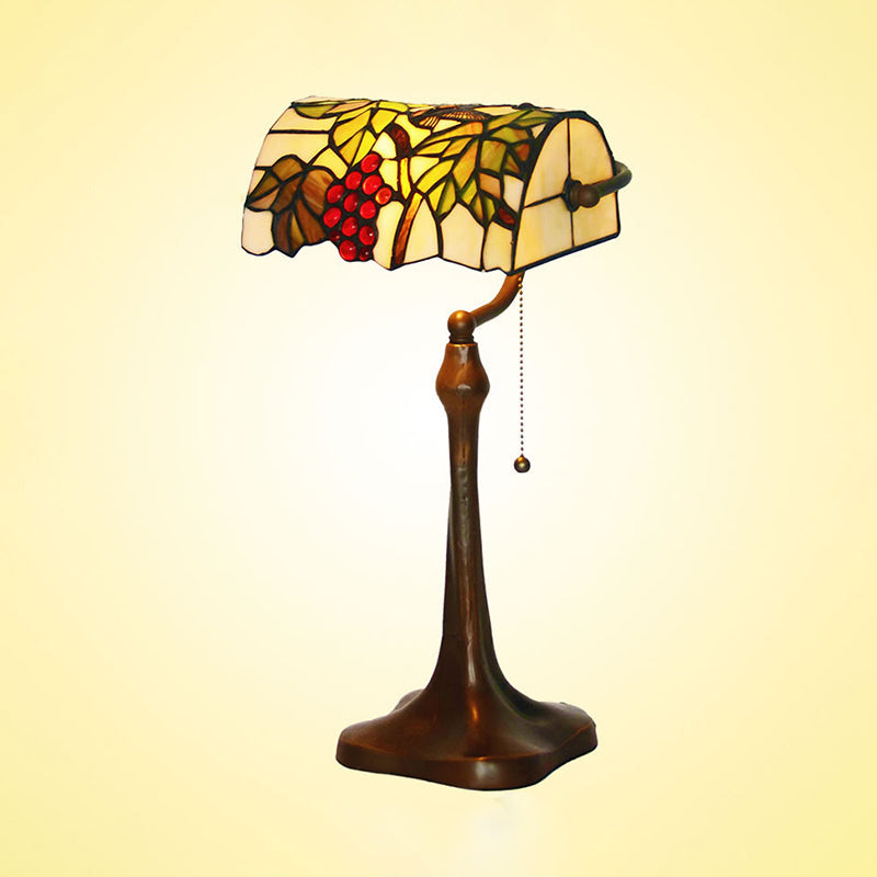 Victorian Night Lamp With Hand Cut Glass Grape And Leaf Design 1 Light Pull Chain