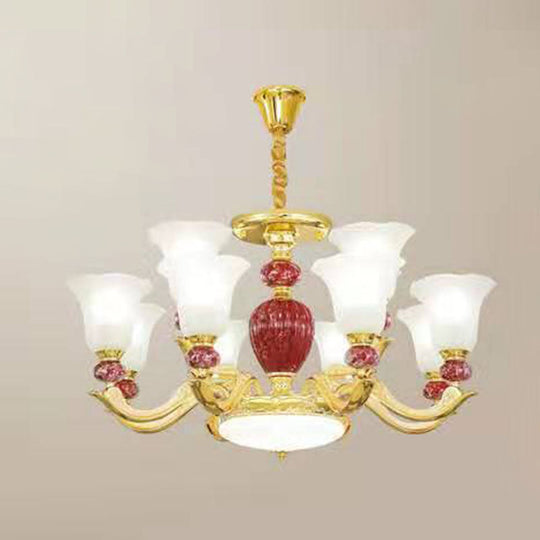 Minimal Frosted Glass Morning Glory Chandelier - Ideal Living Room Hanging Lamp 12 / Red