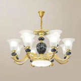 Frosted Glass Hanging Chandelier Light For Living Room Decor 12 / Black