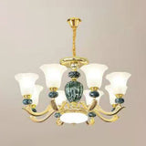 Frosted Glass Hanging Chandelier Light For Living Room Decor 8 / Green