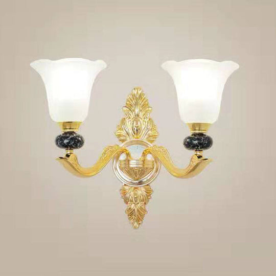 Minimal Frosted Glass Morning Glory Chandelier - Ideal Living Room Hanging Lamp 2 / Black