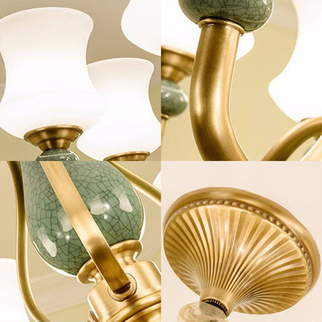 Tapered Green Glass Pendant Lamp: Minimalistic Chandelier Lighting For Living Room