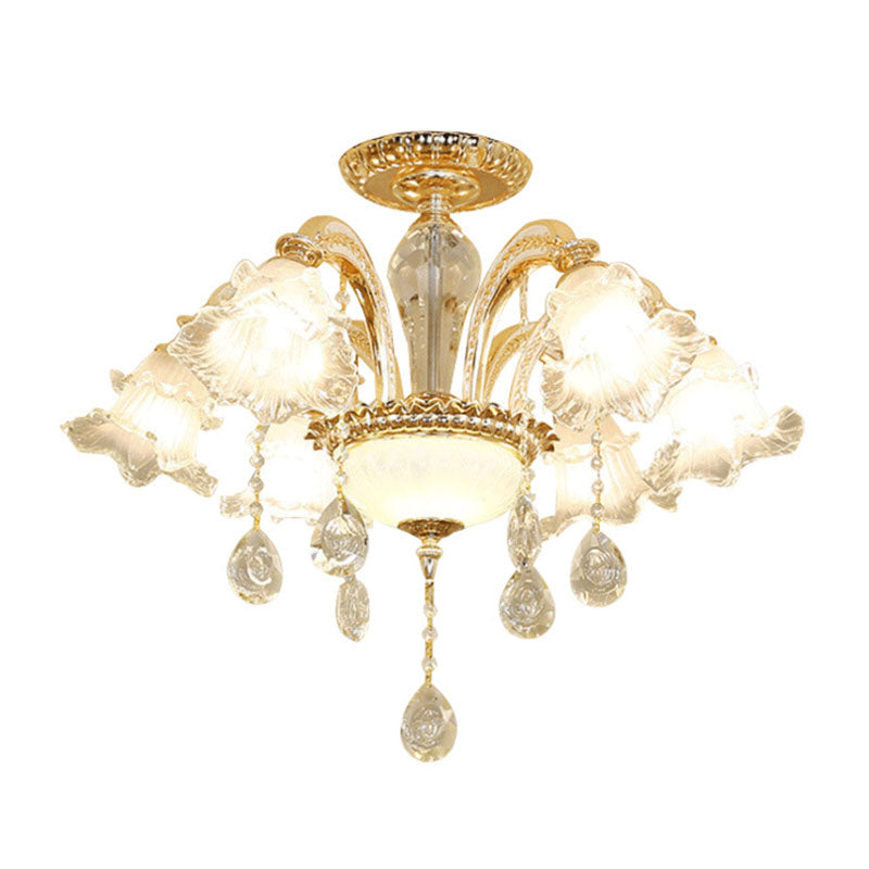 Modern Frosted Glass Pendant Lamp With Crystal Ball – Elegant Gold Corridor Chandelier