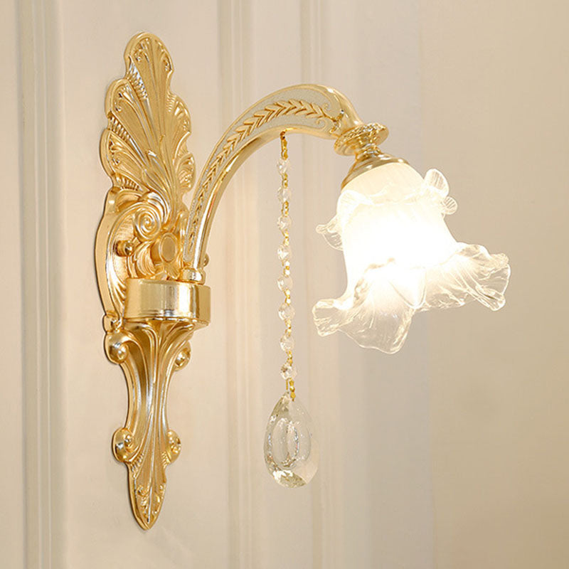 Modern Frosted Glass Pendant Lamp With Crystal Ball – Elegant Gold Corridor Chandelier 1 /