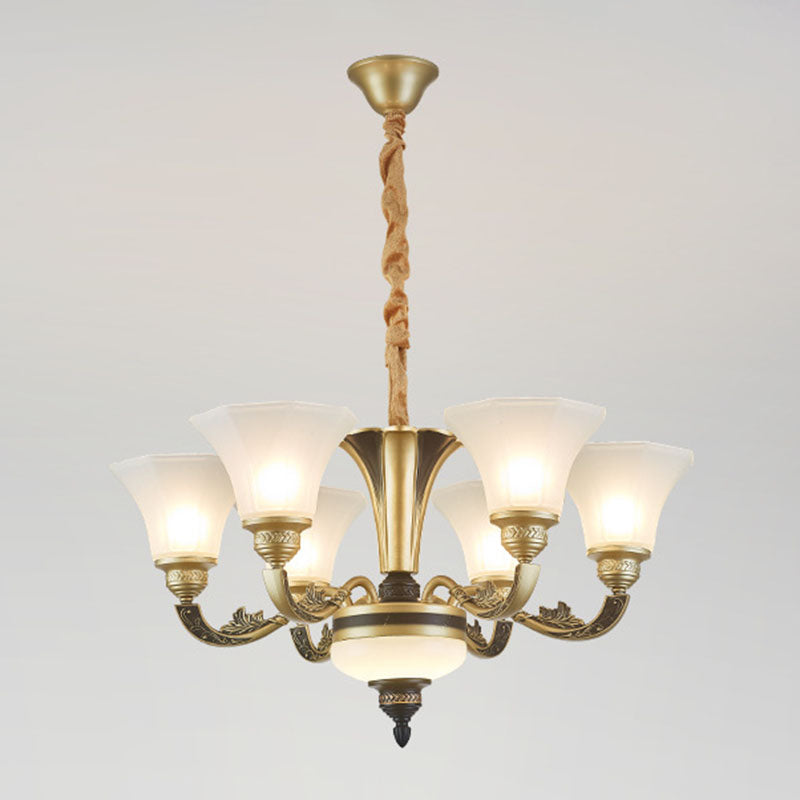 Minimalistic White Frosted Glass Bedroom Chandelier Light Fixture With Hanging Lamp Kit