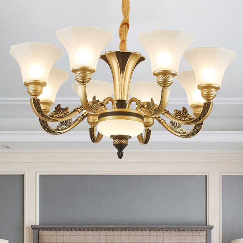 Minimalistic White Frosted Glass Bedroom Chandelier Light Fixture With Hanging Lamp Kit 8 /