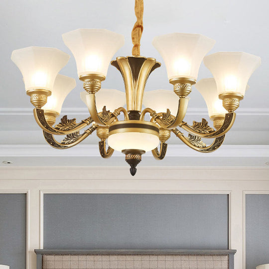 Minimalistic White Frosted Glass Bedroom Chandelier Light Fixture With Hanging Lamp Kit 8 /