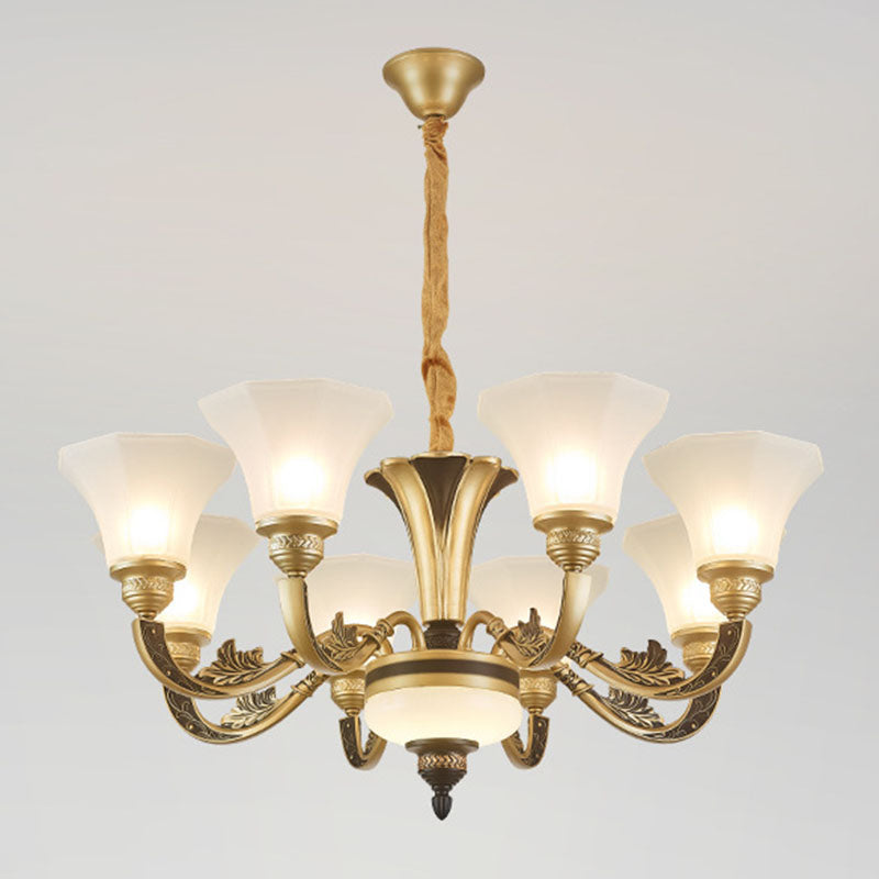 Minimalistic White Frosted Glass Bedroom Chandelier Light Fixture With Hanging Lamp Kit