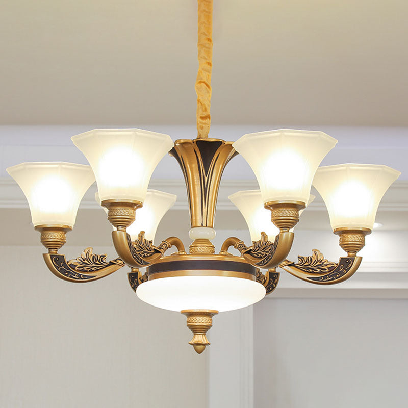 Contemporary Glass Pendant Light Kit: Bell-Shaped Ceiling Chandelier For Living Room White