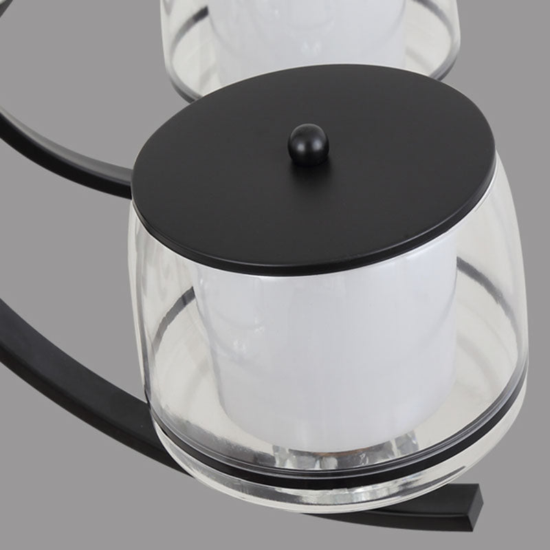 Modern Dual Cylinder Pendant Chandelier With Clear And White Glass For Living Room