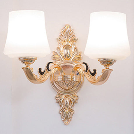 Gold Tapered Chandelier With Frosted Glass Shade For Living Room 2 / White
