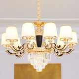 Modern Opal Glass Cone Chandelier With Gold Finish And Crystal Accents 10 / White