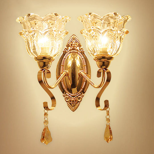 Contemporary Wall Mounted Lamp With Metallic Gold Finish And Geometrical Glass Shade 2 / A