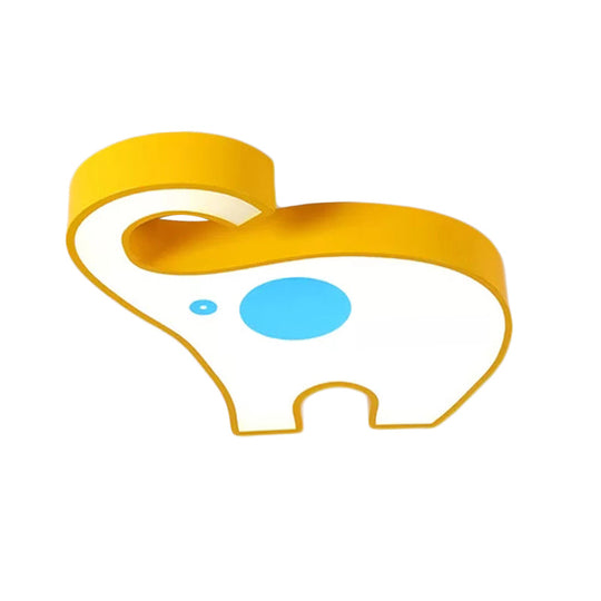 Kid’s Elephant Led Ceiling Mount Light - Vibrant Acrylic Animal Candy Colored Lamp