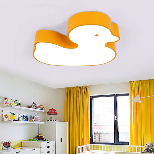Baby Duck Led Flush Ceiling Light - Fun & Bright Metal Fixture For Child’s Bedroom Yellow / White