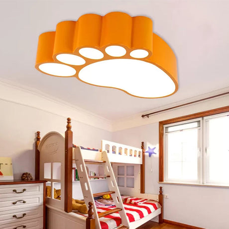 Cute Modern Led Baby Foot Ceiling Lamp For Kindergarten Orange / 19.5