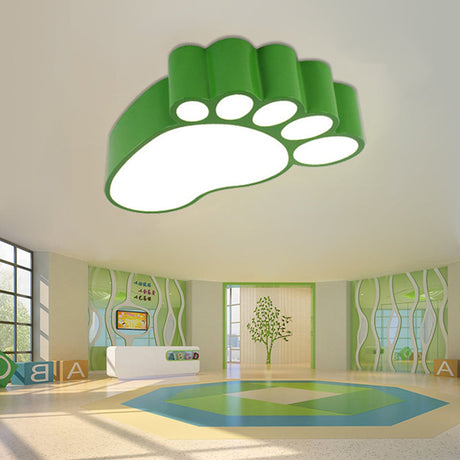 Cute Modern Led Baby Foot Ceiling Lamp For Kindergarten Green / 19.5