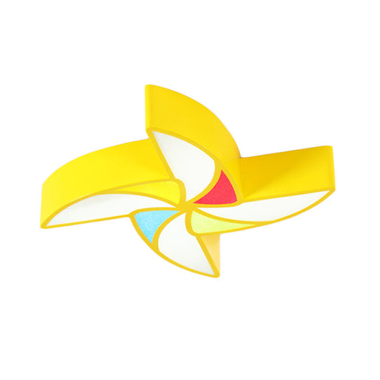 Modern Led Flush Mount Ceiling Light For Child’s Bedroom - Toy Windmill Design