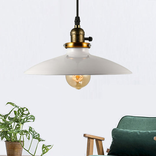 Industrial Style Saucer Metal Pendant Ceiling Light In Black/White For Living Room