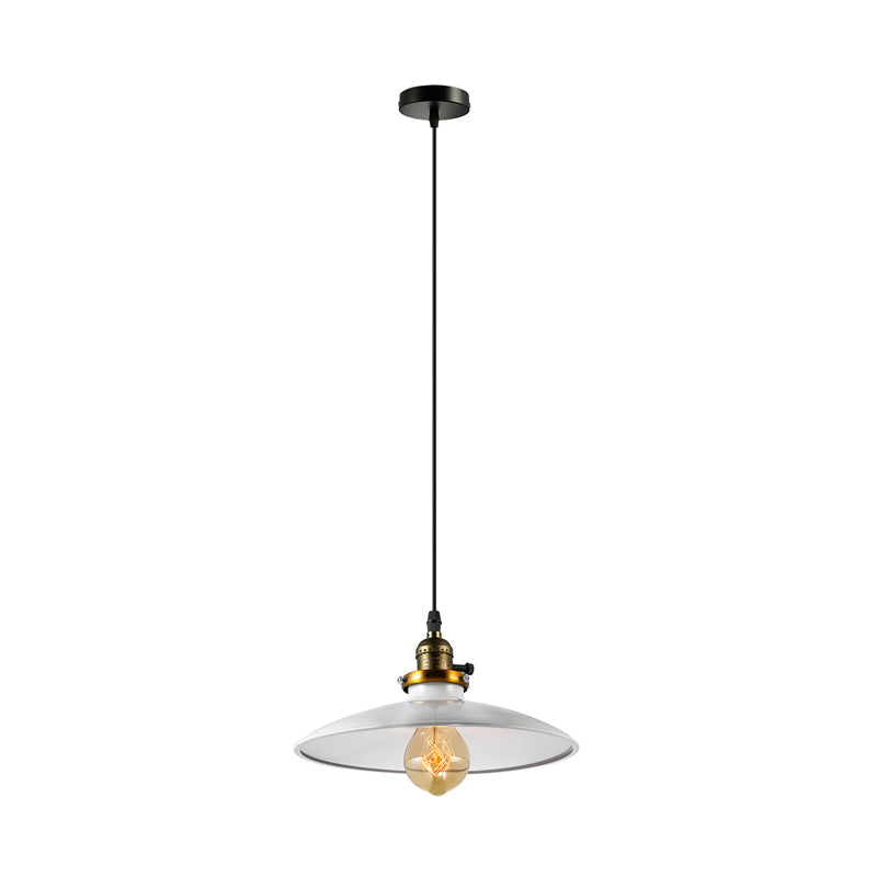 Industrial Style Saucer Metal Pendant Ceiling Light In Black/White For Living Room