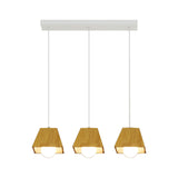 Nordic Wooden Tapered Ceiling Light Pendant - 3 Bulb Led Multi-Light Fixture For Dining Room