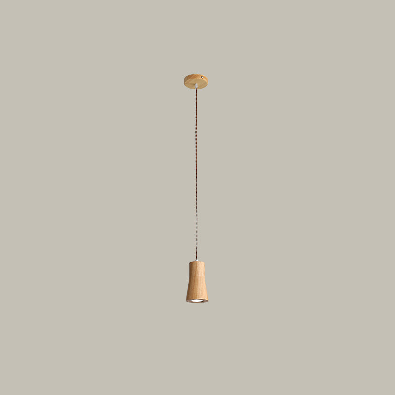 Sleek Geometric Wooden Led Ceiling Pendant Light In Beige - Perfect For Kitchen Suspension
