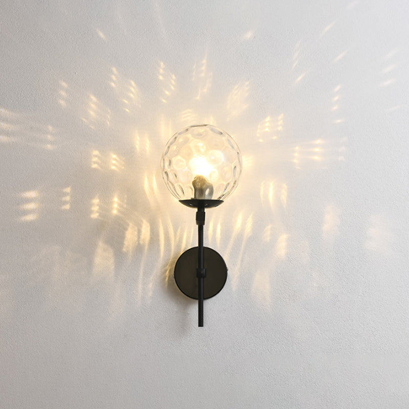 Contemporary Sphere Glass Sconce Light - Bedroom Wall Mount With 1-Bulb
