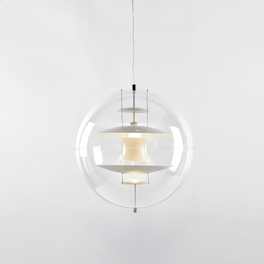 Clear Glass Pendant Light With Modern Styling And Layered Shade White