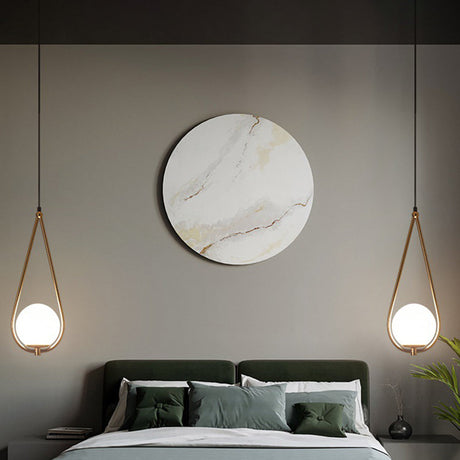Contemporary Gold Sphere Drop Lamp With Cream Glass Shade - Ideal Ceiling Light For Bedroom / Small