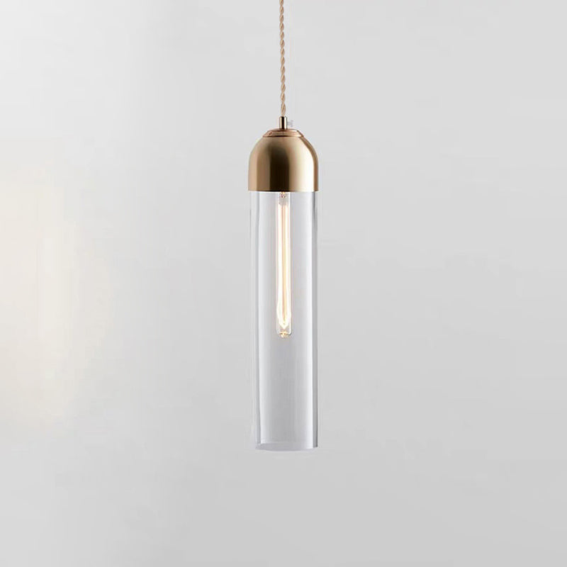 Modern Tubular Hanging Pendant Light - Glass Suspension Lamp For Dining Room 1-Light Clear