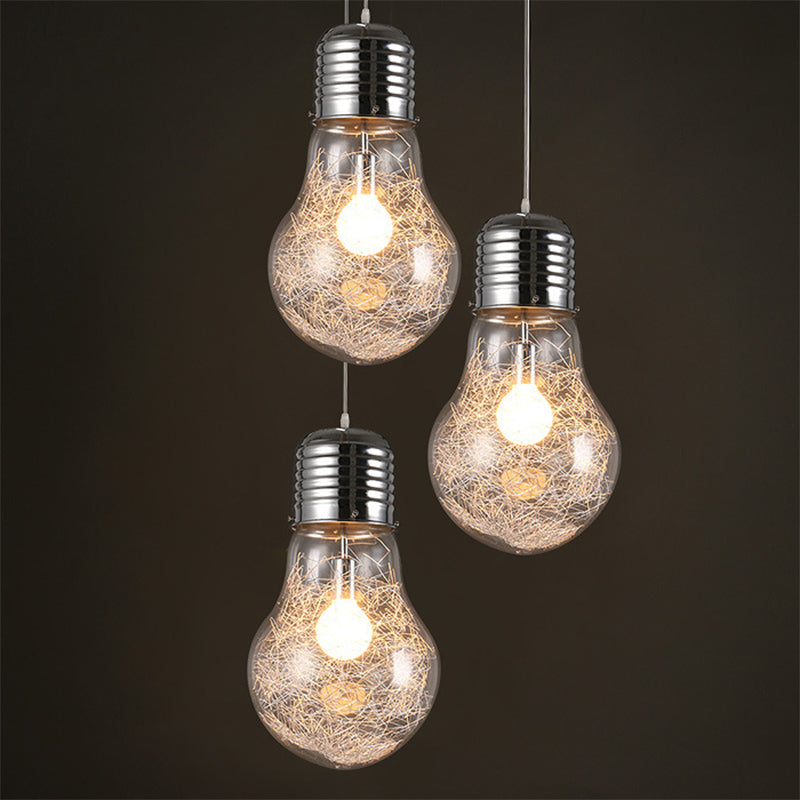 Sleek Silver Glass Pendant Lamp | Minimalist Hanging Light Fixture
