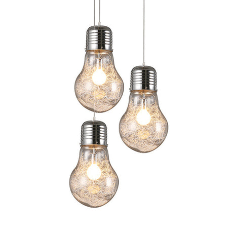 Sleek Silver Glass Pendant Lamp | Minimalist Hanging Light Fixture