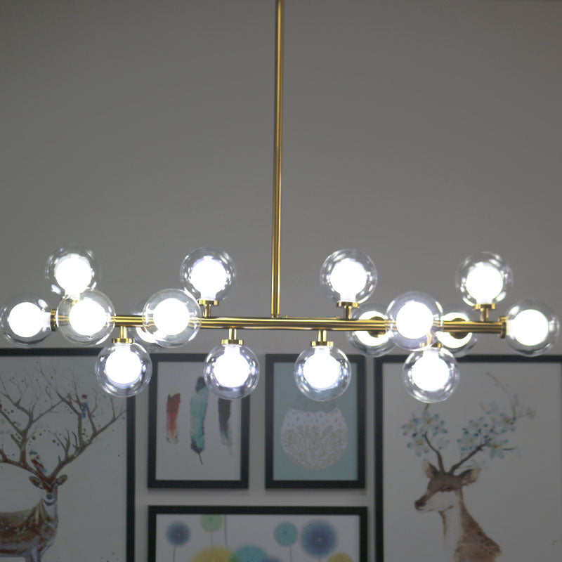 Contemporary Glass Orb Island Lamp - 16 Heads Ceiling Light For Living Room Gold
