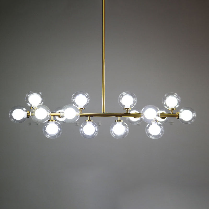 Contemporary Glass Orb Island Lamp - 16 Heads Ceiling Light For Living Room