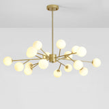 Modern Opal Glass Sphere Pendant Chandelier In Gold For Living Room