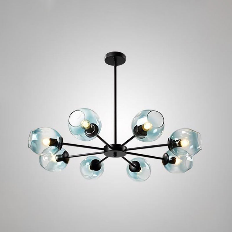 Nordic Gradient Glass Pendant Light With Dimpled Finish - Ideal For Living Room 8 / Black Blue