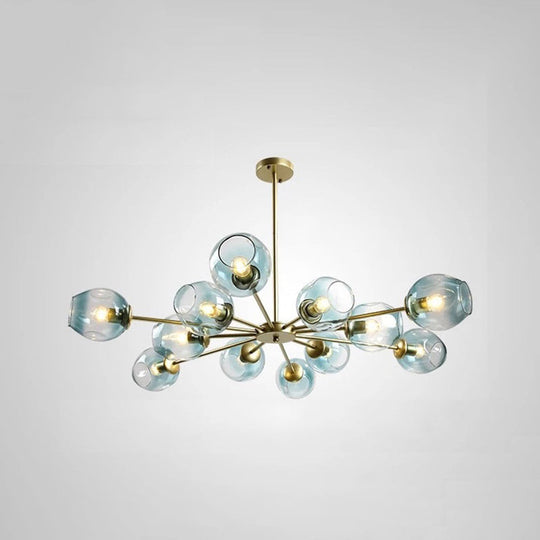 Nordic Gradient Glass Chandelier Pendant Light With Cup Shade For Living Room