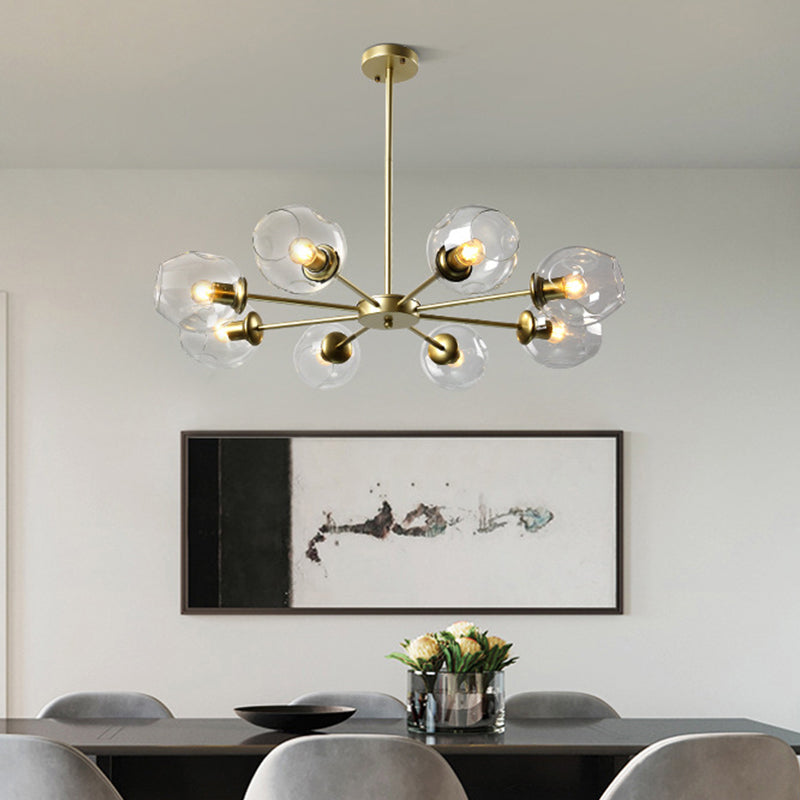 Nordic Gradient Glass Chandelier Pendant Light With Cup Shade For Living Room 8 / Gold Clear