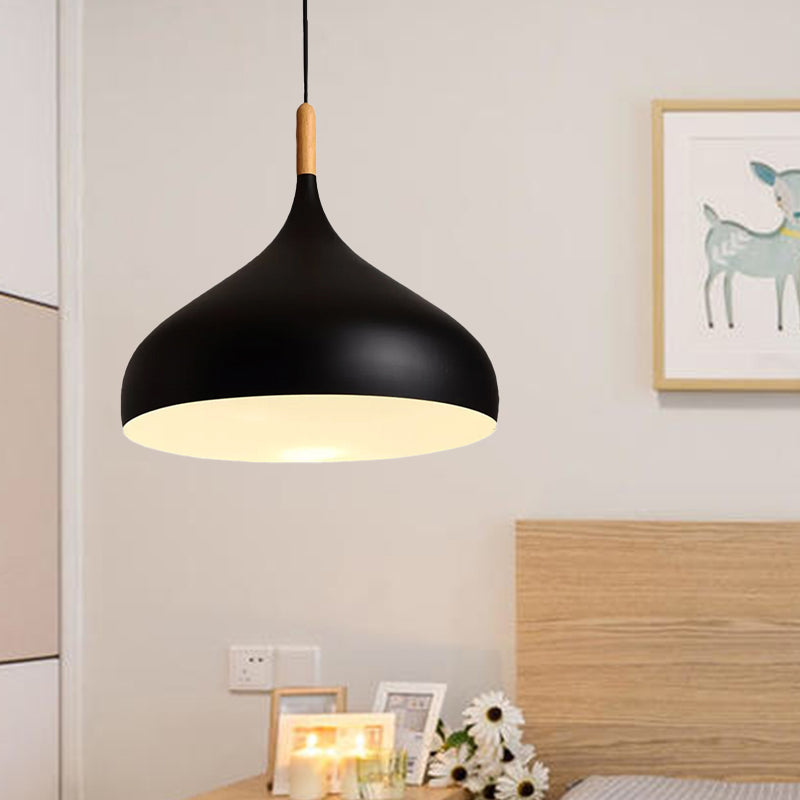 Dome Metallic Pendant Ceiling Lamp - Elegant 1 Head Hanging Light For Dining Room 12.5 Or 16.5 Width