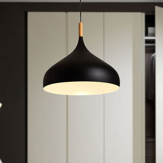 Metallic Dome Pendant Lamp - Simple Style 1 Head Black/White Ideal For Dining Rooms Available In