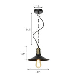 Wrought Iron Black Pendant Light - Retro 1-Light Hanging Fixture For Living Room (7/8.5/10 Width)