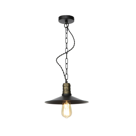 Wrought Iron Black Pendant Light - Retro 1-Light Ceiling Fixture For Living Room (7’/8.5’/10’ Wide)