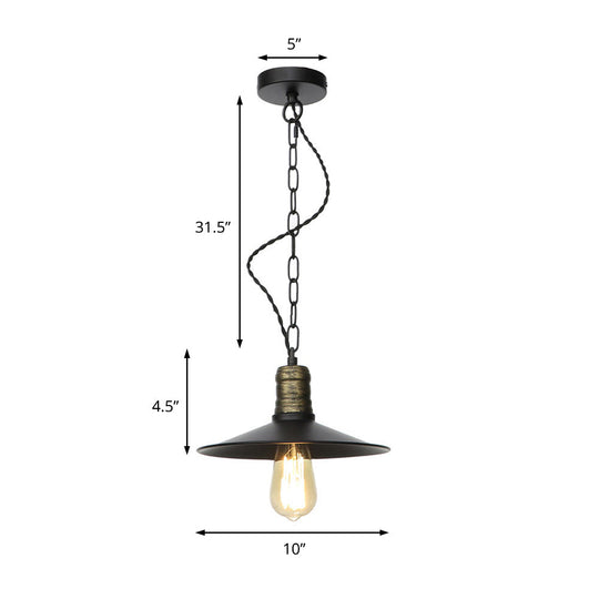Wrought Iron Black Pendant Light - Retro 1-Light Ceiling Fixture For Living Room (7’/8.5’/10’ Wide)