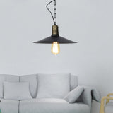 Wrought Iron Black Pendant Light - Retro 1-Light Hanging Fixture For Living Room (7/8.5/10 Width) /