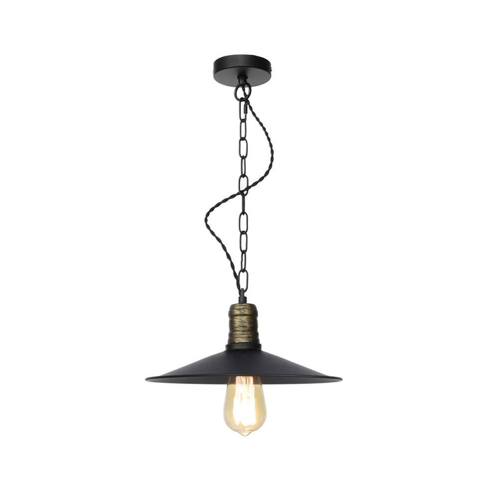 Wrought Iron Black Pendant Light - Retro 1-Light Hanging Fixture For Living Room (7/8.5/10 Width)